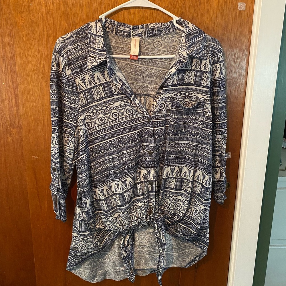 Tied Button Front Shirt